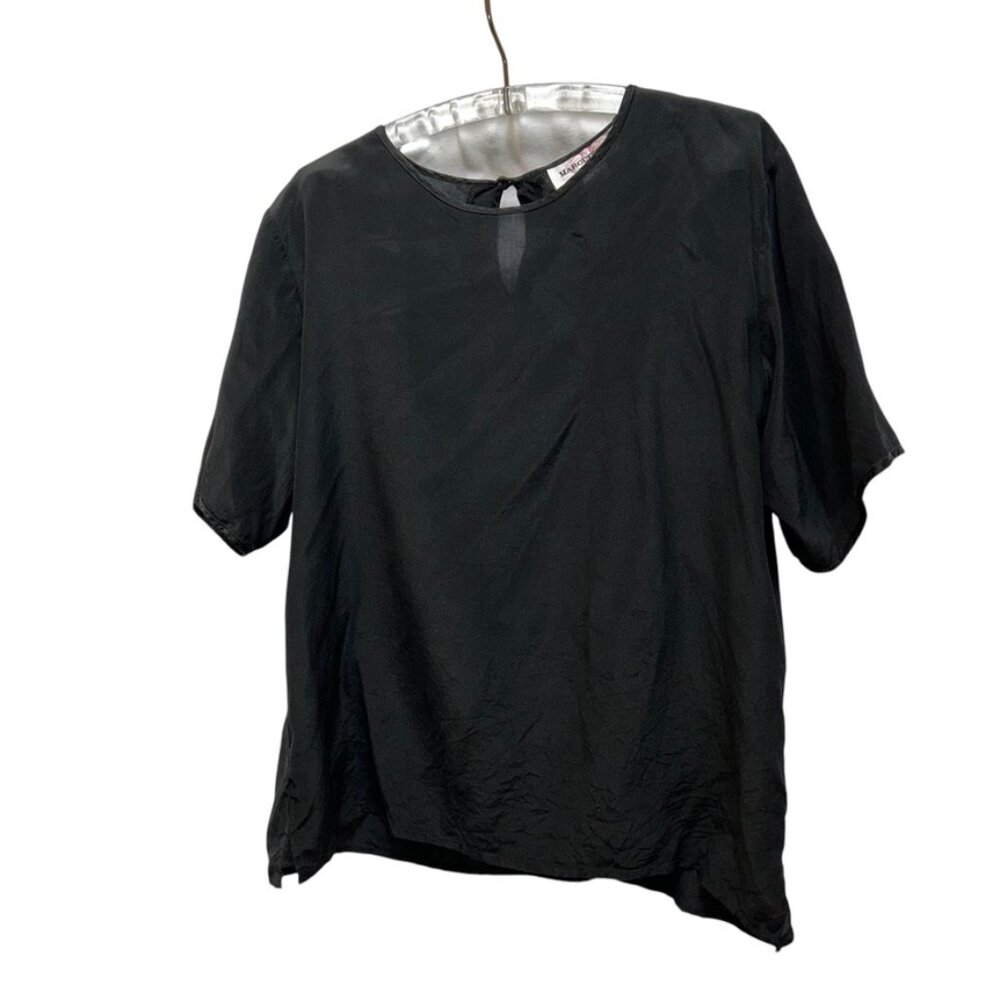 Marguerite Li vintage 90s black 100% silk short sleeved top L